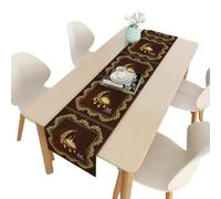 Uposao Eid Ramadan Mubarak Table Runner, Linen Mosque Tablecloth Ramadan Table Decorations Eid Mubarak Islamic Muslim Festival Dinner Decoration Holiday Party, 33cm x 180cm