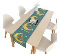 Uposao Eid Ramadan Mubarak Table Runner, Linen Mosque Tablecloth Ramadan Table Decorations Eid Mubarak Islamic Muslim Festival Dinner Decoration Holiday Party, 33cm x 180cm
