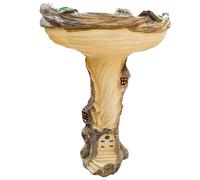 Uposao Fairy House Bird Bath in Brown Tree Stump Pedestal Bird Feeder and Birdbath Bowls for Outside Handmade Wild Bird Feeder Pedestal for Decorating Outdoor