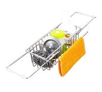 Uposao Kitchen Sink Organiser 23-47cm Adjustable Telescopic Sink Storage Rack Stainless Steel Sink Tidy Caddy Expandable Sink Storage Rack Sponge Holder for Kitchen Sponge, Sink Plug, Brush
