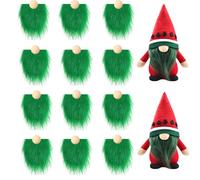 Uposao Pack of 12 Pre-Cut Gnome Beard Faux Fur Costume Beard Fabric Handmade Dwarf Beard for DIY Christmas Gnome Sewing Craft Patch Dolls Gnome Nose Easter Christmas Party