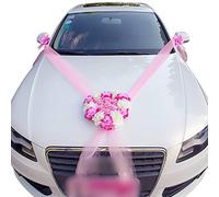Uposao Ribbon Wedding Car, Rose Garland Car Decoration Romantic Rose Wedding Car Decoration Wedding Car Ribbon Decoration Wedding Party Decoration for Bride and Groom/Wedding Car Decoration