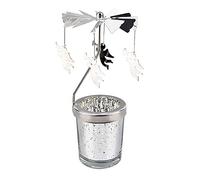 Uposao Rotary Tea Light Carousel Angel Spinning Candle Holders, Metal Tea Light Holder Glass Star Cup Rotating Metal Candlestick for Home Decor Gifts Mom, Birthday, Wedding