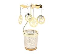 Uposao Rotary Tea Light Carousel Angel Spinning Candle Holders, Metal Tea Light Holder Glass Star Cup Rotating Metal Candlestick for Home Decor Gifts Mom, Birthday, Wedding