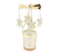Uposao Rotary Tea Light Carousel Angel Spinning Candle Holders, Metal Tea Light Holder Glass Star Cup Rotating Metal Candlestick for Home Decor Gifts Mom, Birthday, Wedding
