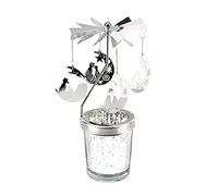 Uposao Rotary Tea Light Carousel Angel Spinning Candle Holders, Metal Tea Light Holder Glass Star Cup Rotating Metal Candlestick for Home Decor Gifts Mom, Birthday, Wedding