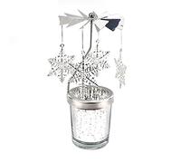 Uposao Rotary Tea Light Carousel Angel Spinning Candle Holders, Metal Tea Light Holder Glass Star Cup Rotating Metal Candlestick for Home Decor Gifts Mom, Birthday, Wedding