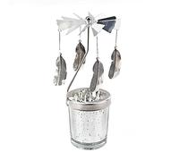 Uposao Rotary Tea Light Carousel Angel Spinning Candle Holders, Metal Tea Light Holder Glass Star Cup Rotating Metal Candlestick for Home Decor Gifts Mom, Birthday, Wedding