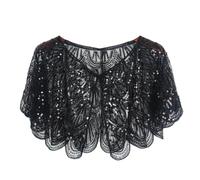Uposao Sequins Shawl Elegant Cape Women's 1920s Shawl Beaded Sequin Deco Evening Cape Bolero Flapper Cover Up Gifts for Women Ladies Flapper Art Deco Vintage Dress Costume