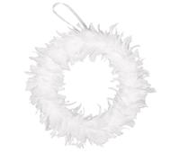 Uposao White Feather Wreath, Christmas Wreath with LED Lights, Decorative Front Door Wreath for Indoor Outdoor Bedroom Wedding Party Decoration
