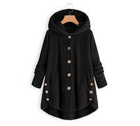 Uposao Women's Warm Jacket, Fleece Hoodie Women's Sweater Winter Plush Parka Jacket Plus Size Button Fluffy Coat Tail Tops Women's Pullover Sweatshirt