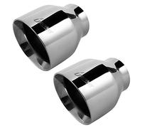 Upower 2.5 Inch Inlet Diesel Exhaust Tip 2.5" to 4" Exhaust Tailpipe 5" Long Double Wall 304 Stainless Steel Weld-On Round Slant Tailpipe Tips 2.5" x 4" x 5, 2PCS