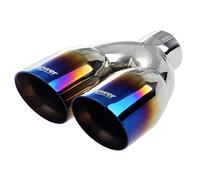 Upower Dual Exhaust Tips 2.5" Inch Inlet 3.5" Outlet 9.5" Length 304 SS | Vacuum Plating Blue Polished 1.2mm Thickness Double Wall Slant 2.5" to 3.5" Exhaust Tailpipe