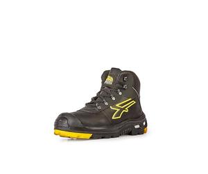 UPOWER RL10524 Linea BAU & Building Model Cosmo High Safety Shoes, S3 HRO HI SRC CI, Black/Yellow, 39 Size