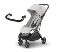 UPPAbaby MINU V3 Lightweight Travel Stroller (Savannah) + Bumper Bar (Black) - One-Hand Fold, Compact, from Birth to 22kg, Includes Easy-Attach Safety Bar for Added Comfort