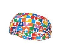 Upper And Lower Case Letters Pattern Sports Sweatband Headscarf Head Bands For Women Men Suitable For Running Yoga Fitness Football
