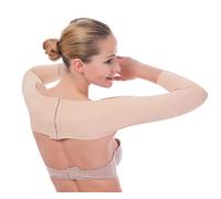 Upper Arm Compression Sleeve Shaper Crop Top - Posture Corrector Back Supporter Women Liposuction Compression Garment - beige - L
