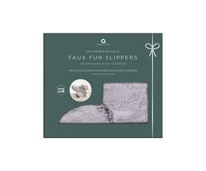 Upper Canada AH0100GY Aroma Home Microwavable Faux Fur Grey Slipper Boots Scented with Lavender - Adult UK 4-6