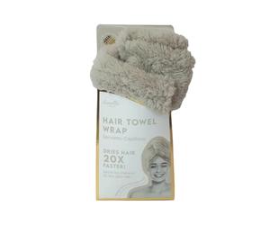 Upper Canada Danielle Creations Hair Towel Wrap Turban Button Quick Dry Less Damage Frizz Micro-Weave (Grey)