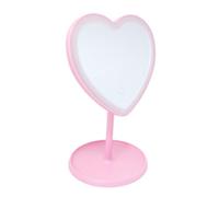 Upper Canada Danielle Creations Pink Heart-Shaped L.E.D Light Up Vanity Mirror with Accessory Tray, 3 Brightness Settings, 180° Tilt, Battery Powered