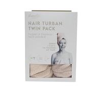 Upper Canada Hair Turban Drying Microfibre Towel Danielle Creations (Natural, Twin Pack)
