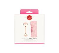 Upper Canada Pamper & Prep Rose Quartz Facial Roller & Headband Gift Set In Pink Pink