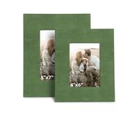UPPER DECOR 2 Pack Green Shagreen Faux Leather Picture Frames - 5x7 and 4x6, Elegant Modern Design for Home and Office Decor, Versatile Horizontal and Vertical Placement