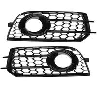 Upper Grille Hood Trim For A1 8X 2010-2014 Front Bumper Grille 8X0807681A 8X0807682A 2x Mesh Fog Light Lamp Cover Fog Light Grille Front Hood Bumper Grille(Chrome Silver)