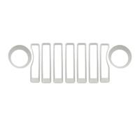 Upper Grille Hood Trim For For Wrangler For JL For JL For JLU For For Gladiator For JT 9 PCS Headlight Turn Light Cover Trim Front Hood Bumper Grille(9 Pcs white)