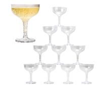 Upper Midland Products Acrylic Champagne Coupe 5 Oz Stem Glasses With Interlocking Groove Feature To Build Sturdy Tower, Weddings, Party, Bar, Martini, Margarita, Cocktail, Dessert Cups… (35 Count)