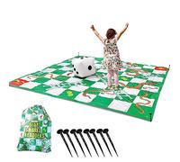 Upper Midland Products Giant Snakes & Ladders Game 9.8 x Foot Life Size Playing Mat with 8 Ground Pegs A Large Inflatable 15'' Dice, Storage Carrying Bag - Yard Games for The Whole Family