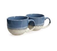 Upper Street Blue Reactive Glaze Ceramic Mug Set of 2, 720ml Large Coffee & Tea Mugs, Dishwasher & Microwave Safe, Scandinavian Style
