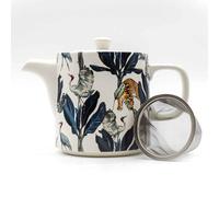 Upper Street Ceramic Islington Teapot with Removable Stainless Steel Infuser Set 1L Large for 4-6 Cups Heat Resistant & Dishwasher Safe, Strainer for Loose Tea
