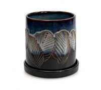 Upper Street Iridescent Leaf Reactive Glaze Ceramic Plant Pot 12cm | Scandi Home | Indoor Planter | Blue Green Jewel Glaze | Plant Gift