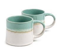 Upper Street Mint Green Reactive Glaze Ceramic Mug Set of 2, 460ml Coffee & Tea Mugs, Dishwasher & Microwave Safe, Scandinavian Design