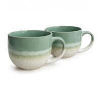 Upper Street Mint Green Reactive Glaze Ceramic Mugs Set of 2 | 720ml | Loose Leaf Tea Mug | Dishwasher Microwave Safe | Scandi Home | Nordic Artisan Gift