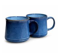 Upper Street Navy Blue Reactive Glaze Ceramic Mugs Set of 2 | 600ml | Loose Leaf Tea Mug | Dishwasher Microwave Safe | Scandi Home | Nordic Artisan Gift