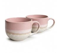 Upper Street Pink Reactive Glaze Ceramic Mug Set of 2, 720ml Large Coffee & Tea Mugs, Dishwasher & Microwave Safe, Scandinavian Style