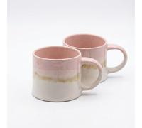 Upper Street Pink Reactive Glaze Ceramic Mugs Set of 2 | 460ml | Loose Leaf Tea Mug | Dishwasher Microwave Safe | Scandi Home | Nordic Artisan Gift