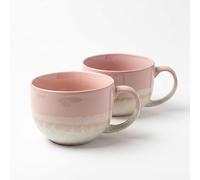 Upper Street Pink Reactive Glaze Ceramic Mugs Set of 2 | 720ml | Loose Leaf Tea Mug | Dishwasher Microwave Safe | Scandi Home | Nordic Artisan Gift