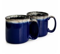 Upper Street Royal Blue Reactive Glaze Ceramic Mug Set of 2, 560ml Coffee & Tea Mugs, Dishwasher & Microwave Safe, Scandi Design