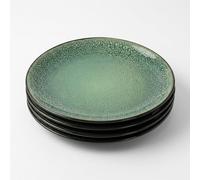 Upper Street Scandi Home Rivah Green Reactive Glaze Stoneware Dinner Plates Set of 4 | 27cm | Dishwasher Microwave Safe | Nordic Artisan Tableware