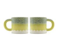 Upper Street Scandi Home Set of 2 480ml Terra Fusion Ombre Reactive Glaze Ceramic Mugs (Green & Yellow)