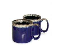 Upper Street Scandi Home Set of 2 560ml Royal Blue Reactive Glaze Ceramic Titan Mugs - Dark Blue