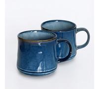 Upper Street Scandi Home Set of 2 600ml Navy Blue Reactive Glaze Ceramic Vega Mugs - Dark Blue