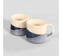 Upper Street Scandi Home Set of 2 600ml Terra Fusion Painted Reactive Glaze Ceramic Mugs (Blue)