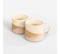 Upper Street Scandi Home Set of 2 600ml Terra Fusion Painted Reactive Glaze Ceramic Mugs (Oatmeal)