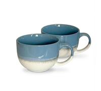 Upper Street Scandi Home Set of 2 720ml Blue Reactive Glaze Ceramic Aurelia Mugs - Light Blue