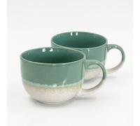 Upper Street Scandi Home Set of 2 720ml Mint Green Reactive Glaze Ceramic Aurelia Mugs - Green/Mint Green