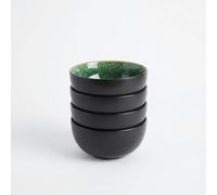 Upper Street Scandi Home Set of 4 Rivah Green Reactive Glaze Stoneware 15cm Cereal Bowls - Green - Stoneware